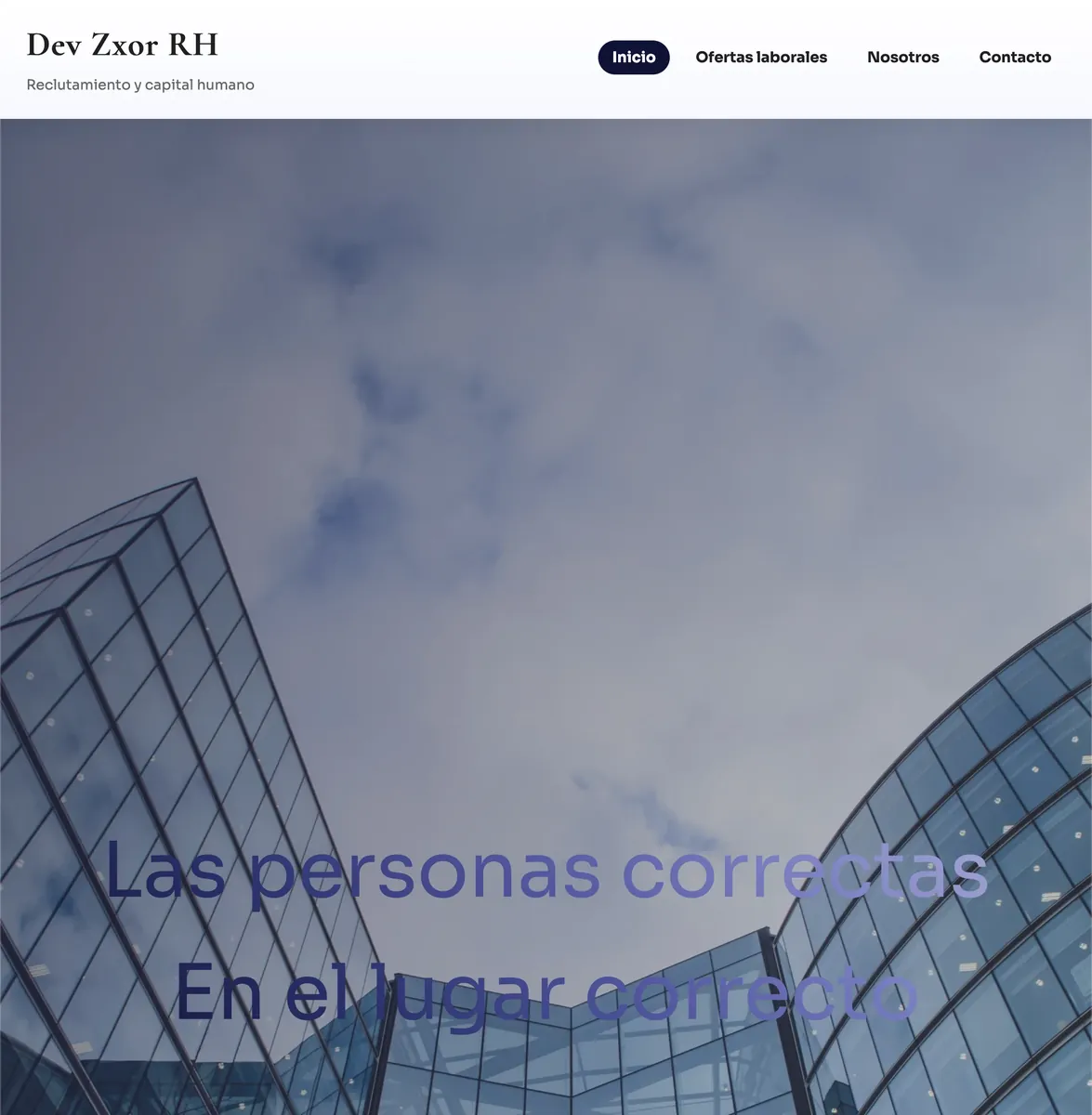 Vista previa de landing para rh